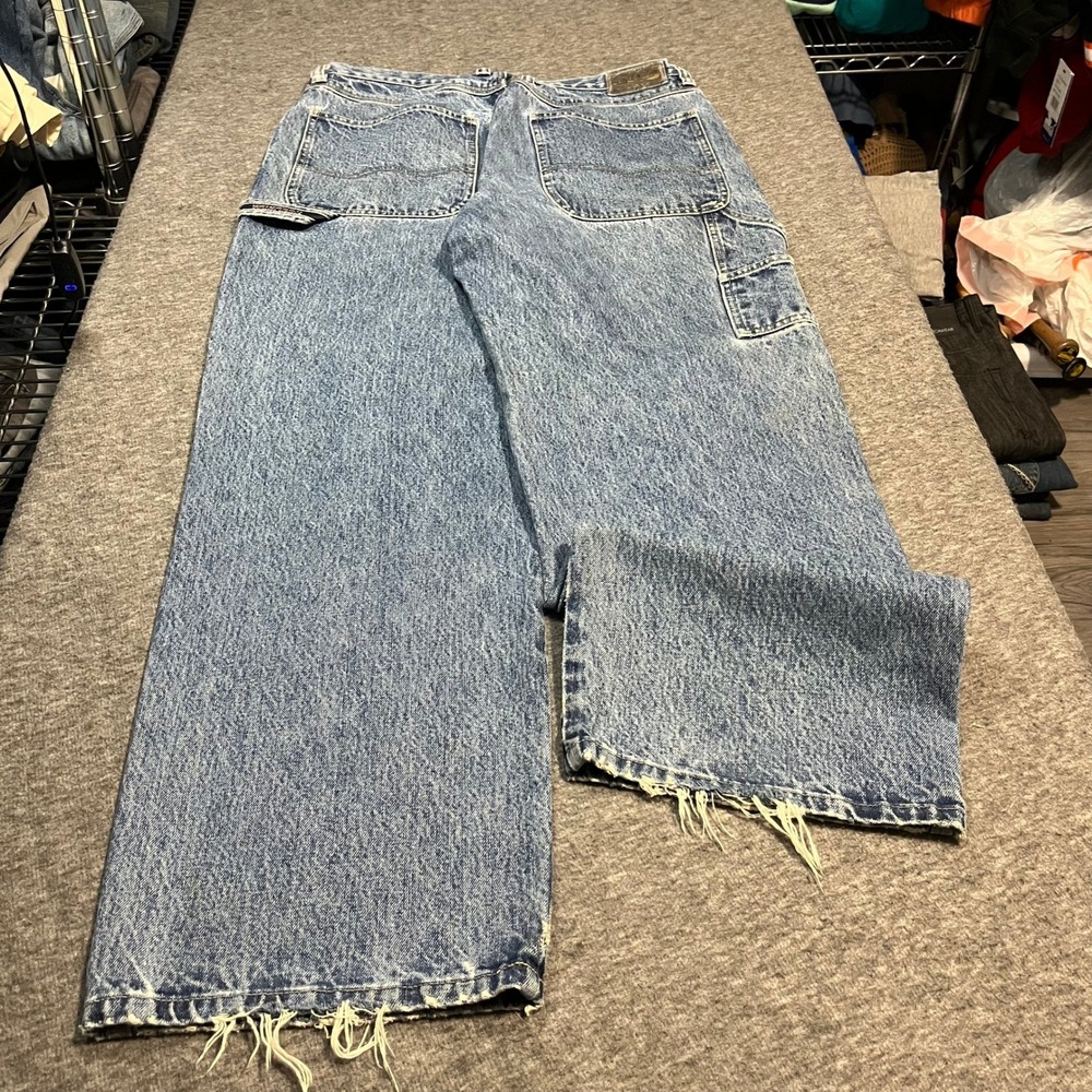Unionbay Mens Carpenter Jeans 34x32 Acid Wash Blue Baggy Wide Leg Y2K Skater